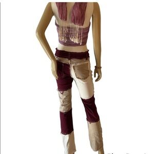 Distressed multi color stretch fabric jeans sz XS 5 pockets